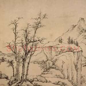 清代 弘仁《山水册》国画山水作品图片赏析