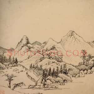 清代 弘仁《山水册》国画山水作品图片赏析