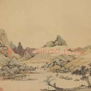 清代 弘仁《山水册》国画山水作品图片赏析