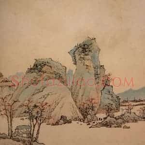 清代 弘仁《山水册》国画山水作品图片赏析