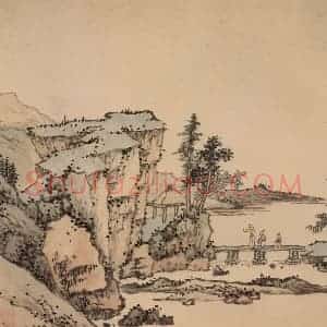 清代 弘仁《山水册》国画山水作品图片赏析
