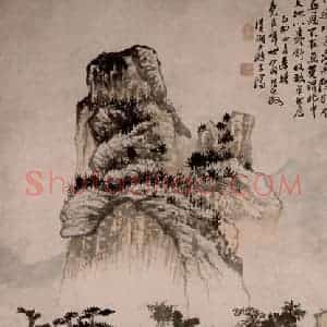 清代 石涛《卓然庐图轴》国画山水作品图片赏析