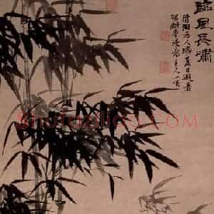 清代 石涛《风竹图轴》国画花鸟作品图片赏析