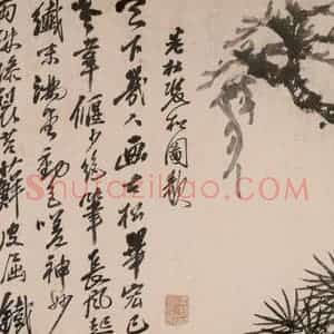 清代 石涛《芝松图卷》国画花鸟作品图片赏析