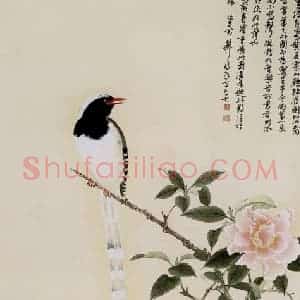 1961年 谢稚柳《茶花山鹧图》国画花鸟作品图片赏析