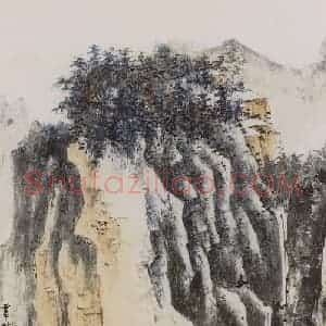 1962年 谢稚柳《竹裹泉声图》国画山水作品图片赏析