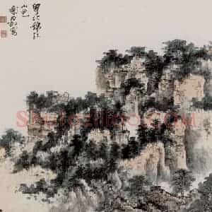 1963年 谢稚柳《粤北锦江山色图》国画山水作品图片赏析