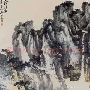 1964年 谢稚柳《回溪清远图》国画山水作品图片赏析