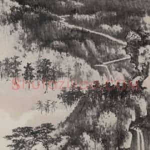 1973年 谢稚柳《水墨清幽图》国画山水作品图片赏析