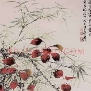 1986年 谢稚柳《秋禽图》国画花鸟作品图片赏析