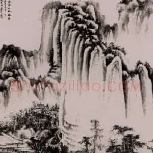 1948年 谢稚柳《仿郭熙谿山秋霁图》国画山水作品图片赏析