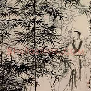 40年代 谢稚柳《王子猷看竹图》国画综合作品图片赏析
