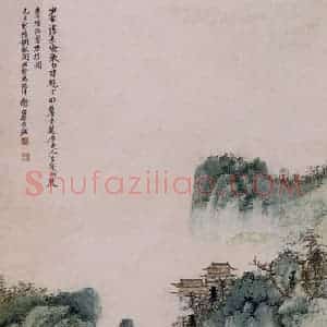 1949年 谢稚柳《碧嶂乔柯图》国画山水作品图片赏析