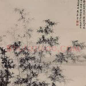 50年代初 谢稚柳《笼雾拖烟图》国画花鸟作品图片赏析