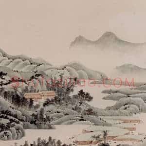 1951年 谢稚柳《通景屏》国画山水作品图片赏析