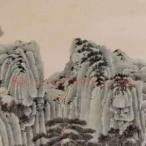 1951年 谢稚柳《通景屏》国画山水作品图片赏析