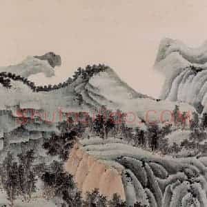 1951年 谢稚柳《通景屏》国画山水作品图片赏析