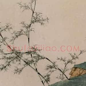 1954年 谢稚柳《王子猷看竹图》国画综合作品图片赏析