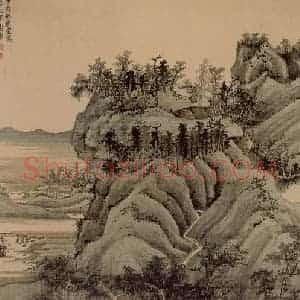 1956年 谢稚柳《芦汀秋霁图》国画山水作品图片赏析