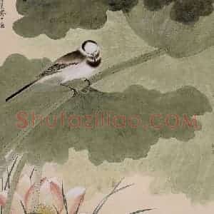 1957年 谢稚柳《莲塘清晓图》国画花鸟作品图片赏析
