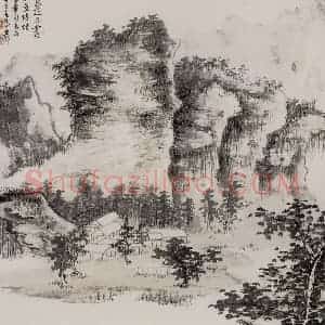60年代 谢稚柳《丹霞小景图》国画山水作品图片赏析