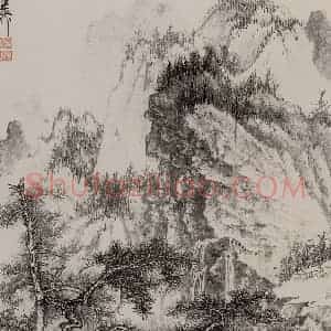 60年代 谢稚柳《墨笔山水册》国画山水作品图片赏析