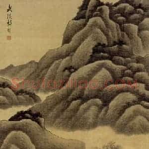 清代 龚贤《夏山过雨图轴》国画山水作品图片赏析