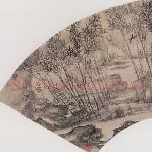 清代 张穆《丛篁图扇面》国画山水作品图片赏析
