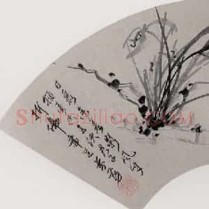 清代 张嘉谟《籣花图扇面》国画花鸟作品图片赏析