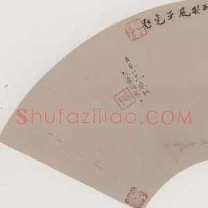 清代 张嘉谟《斗蟋图扇面》国画花鸟作品图片赏析
