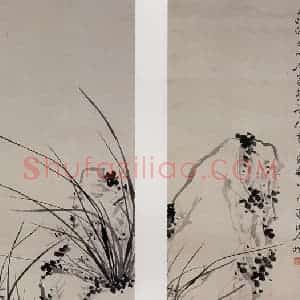 清代 张嘉谟《籣石图屏》国画花鸟作品图片赏析