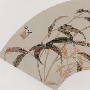 清代 容祖椿《芍药图扇面》国画花鸟作品图片赏析