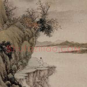 清代 容祖椿《秋野行吟图册页》国画花鸟作品图片赏析