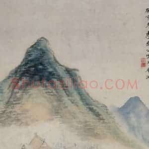 清代 李凤廷《柳堤春泊图轴》国画山水作品图片赏析
