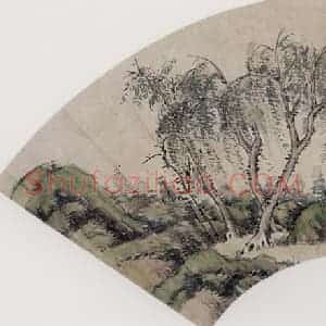清代 黄少梅《仕女图扇面》国画人物作品图片赏析