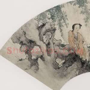 清代 黄少梅《仕女图扇面》国画人物作品图片赏析