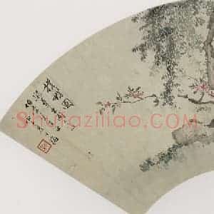 清代 黄少梅《扑蝶图扇面》国画人物作品图片赏析