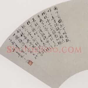 清代 黄少梅《调鹤图扇面》国画人物作品图片赏析