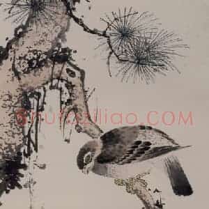 清代 黄少梅《松鹰图轴》国画花鸟作品图片赏析