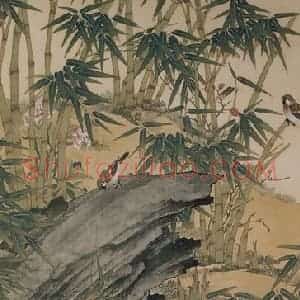 清代 黄般若《业竹雏禽图轴》国画花鸟作品图片赏析