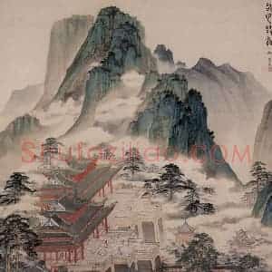 清代 李汛萍《勾心斗角图轴》国画综合作品图片赏析