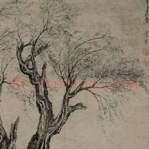 清代 张穆《柳坡憩马图轴》国画花鸟作品图片赏析