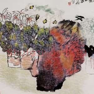 1996年 冯今松《花发西园》国画花鸟作品图片赏析