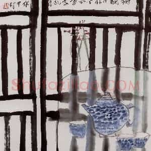 2005年 冯今松《栅栏内外》国画花鸟作品图片赏析