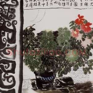 2005年 冯今松《斜光到晓穿朱户》国画花鸟作品图片赏析