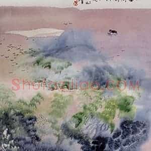 1998年 冯今松《日暮乡关何处是》国画山水作品图片赏析