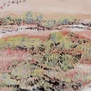 1989年 冯今松《原上清秋》国画山水作品图片赏析