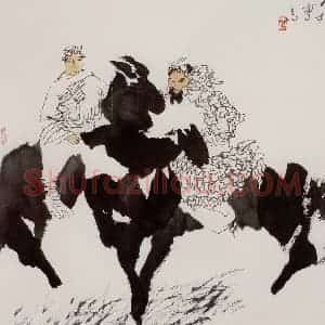 1996年 冯今松《同路人》国画人物作品图片赏析