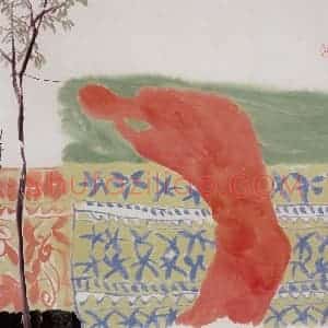 1985年 冯今松《别时容易见时难》国画人物作品图片赏析