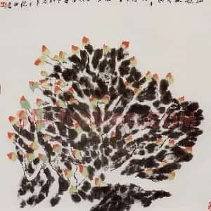2003年 冯今松《仙姝献寿图》国画花鸟作品图片赏析